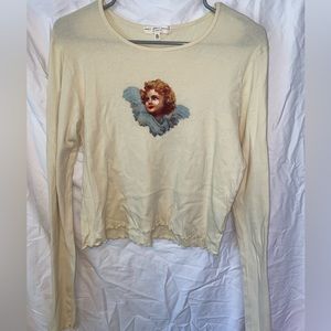 Long Sleeve semi cropped angel top